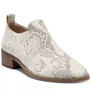 NWT Lucky Brand Lenci Snakeskin Leather Ankle Heel Booties White Grey 7.5